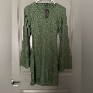 Boohoo textured flare sleeve mini dress